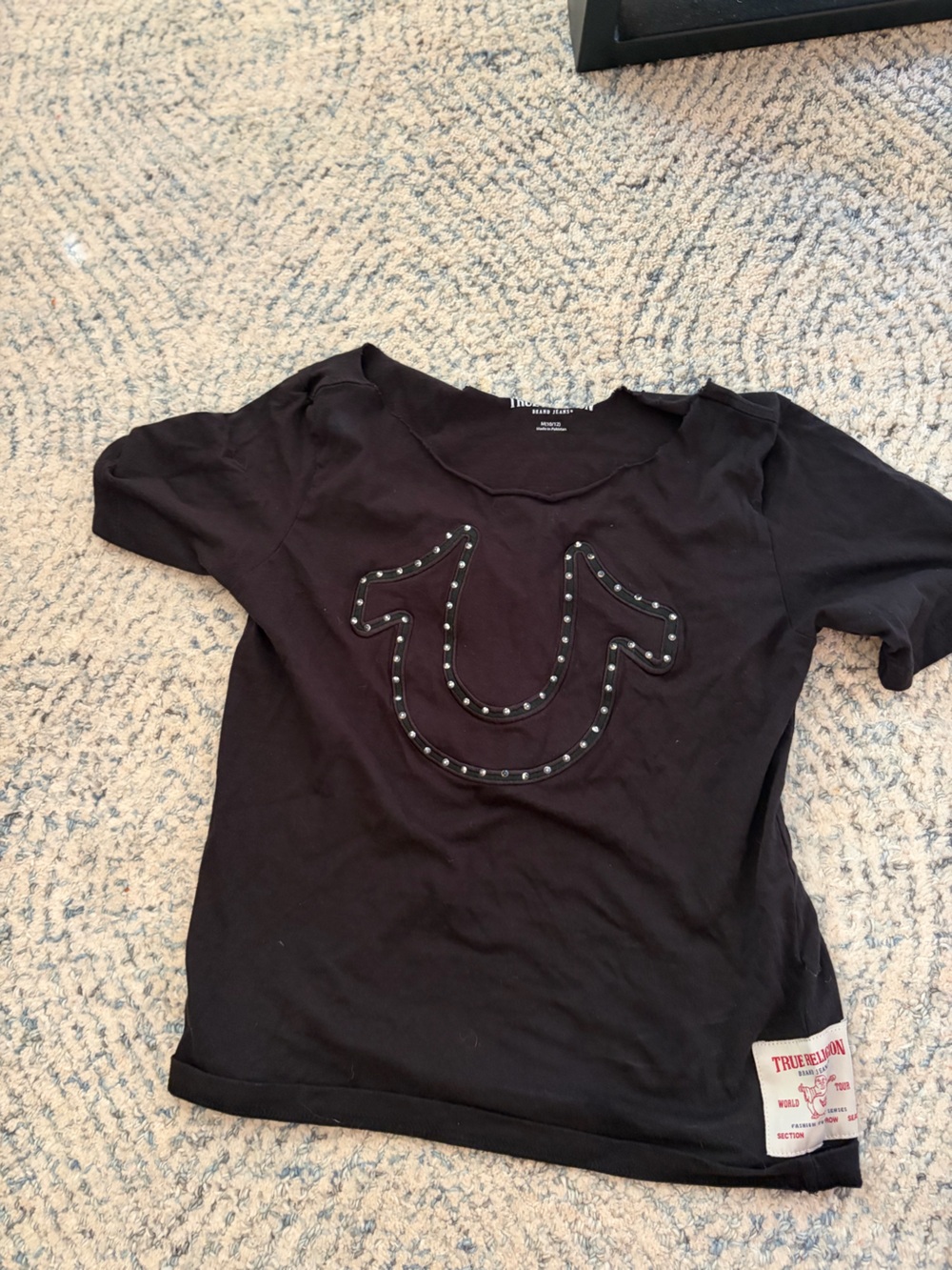 True Religion Black Studded Horseshoe Kids Tee
